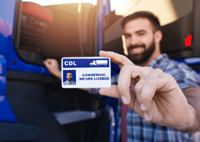 Student holding his CDL